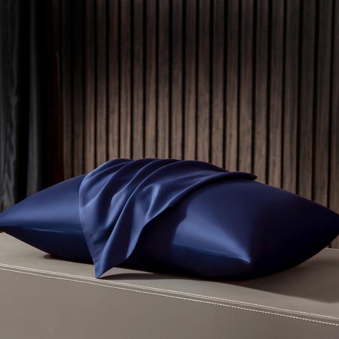 91家纺网 家纺一手货源 找家纺 绵庭家纺 2020新款素色长绒棉枕套 藏青