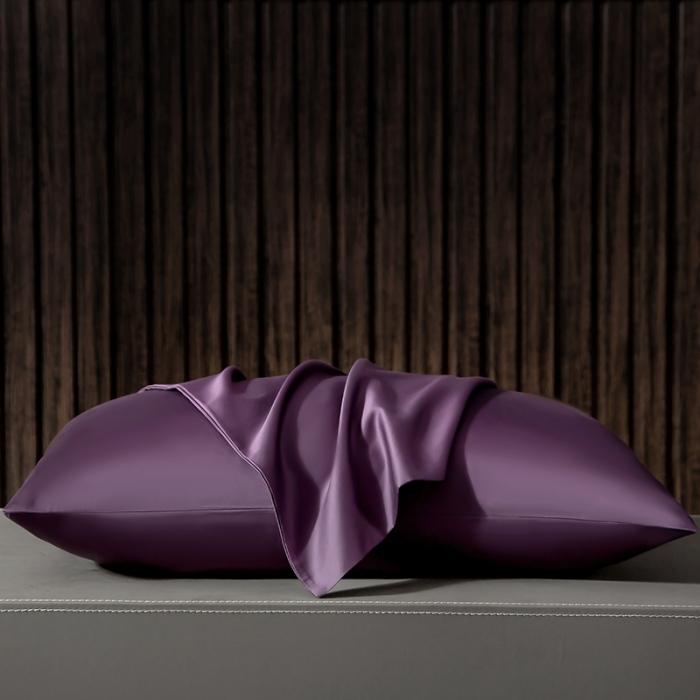 91家纺网 家纺一手货源 找家纺 绵庭家纺 2020新款素色长绒棉枕套 帝王紫