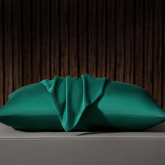 91家纺网 家纺一手货源 找家纺 绵庭家纺 2020新款素色长绒棉枕套 墨绿