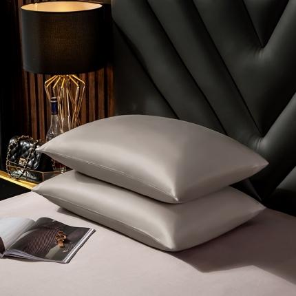 绵庭家纺 2020新款素色长绒棉枕套 银石灰