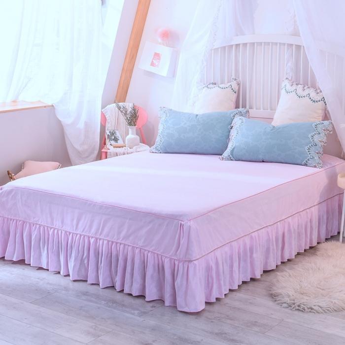 91家纺网 家纺一手货源 找家纺 绒世界 2021新品玫瑰秘密系列四件套床裙款慕蓝+粉