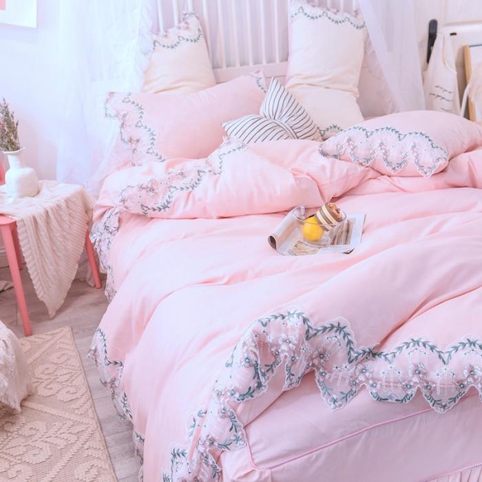 91家纺网 家纺一手货源 找家纺 绒世界 2021新品玫瑰秘密系列四件套床裙款玫瑰秘密-玉