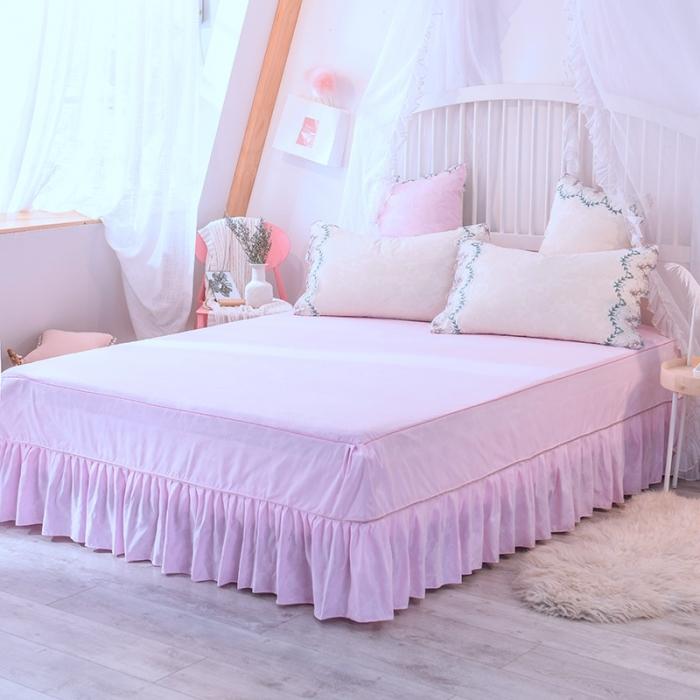 91家纺网 家纺一手货源 找家纺 绒世界 2021新品玫瑰秘密系列四件套床裙款玫瑰秘密-粉白