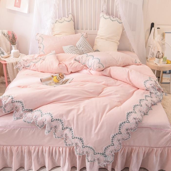 91家纺网 家纺一手货源 找家纺 （总）绒世界 2021新品玫瑰秘密系列四件套床裙款