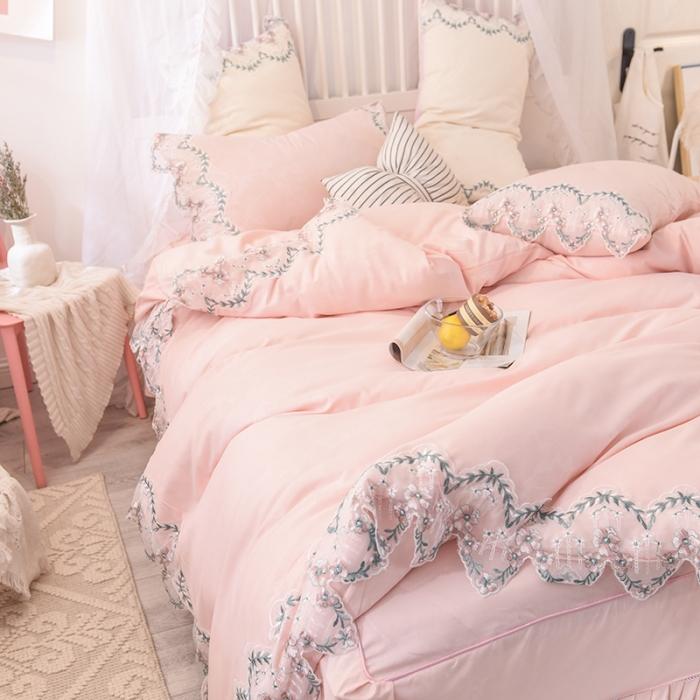 91家纺网 家纺一手货源 找家纺 （总）绒世界 2021新品玫瑰秘密系列四件套床裙款