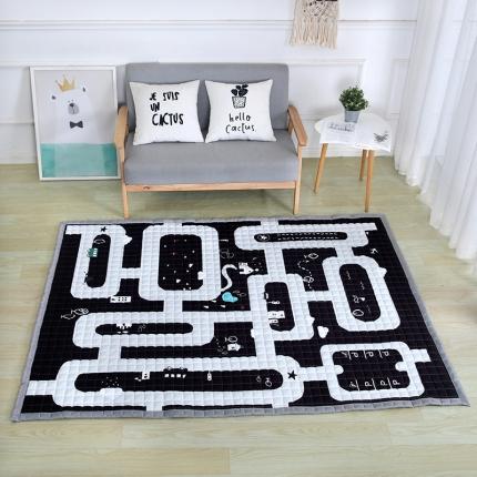 91家纺网 家纺一手货源 找家纺 沁童家纺 北欧风长方形加厚地垫儿童爬爬垫黑白迷宫