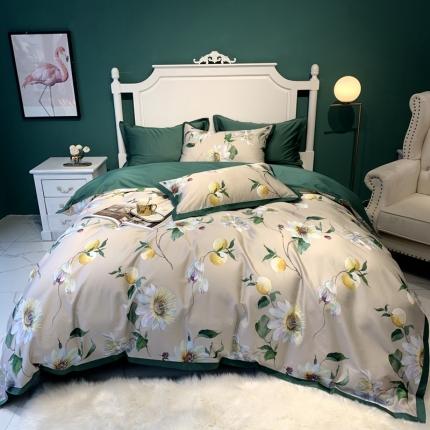 91家纺网 家纺一手货源 找家纺 太古汇 2020新款60长绒棉印花四件套 塞尔马-米