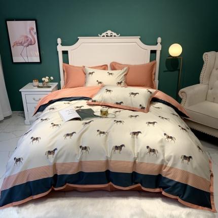 91家纺网 家纺一手货源 找家纺 太古汇 2020新款60长绒棉印花四件套 特莉莎