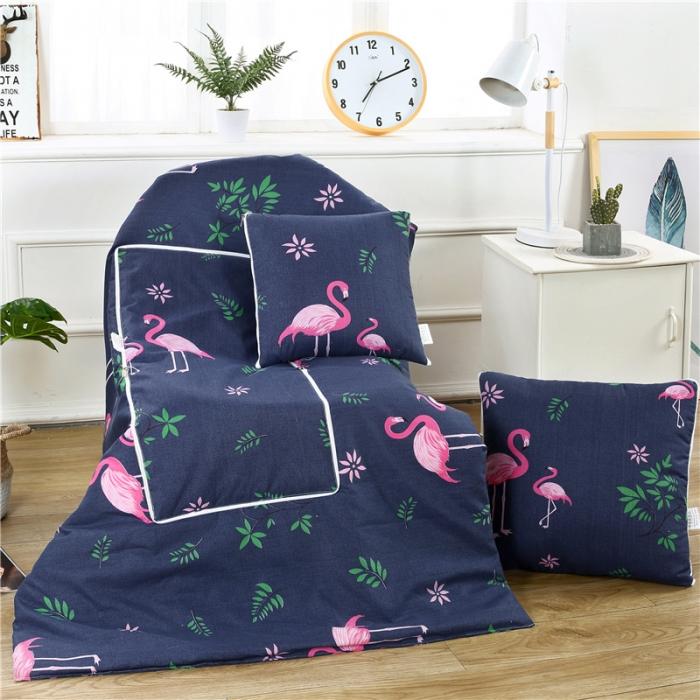 91家纺网 家纺一手货源 找家纺 宝马家纺 2022年精梳棉抱枕被 火烈鸟