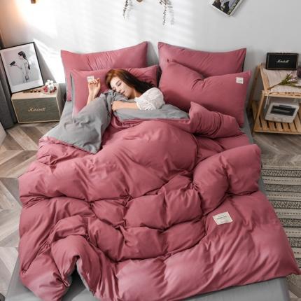 91家纺网 家纺一手货源 找家纺 花伞家居 加厚磨毛贴边四件套 豆沙+浅灰