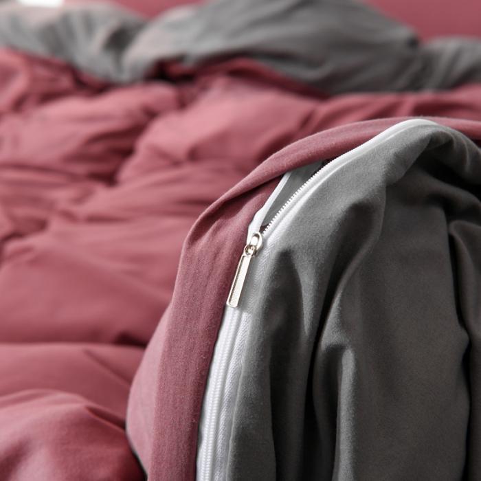 91家纺网 家纺一手货源 找家纺 花伞家居 加厚磨毛贴边四件套 豆沙+浅灰