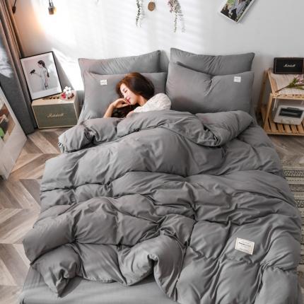 91家纺网 家纺一手货源 找家纺 花伞家居 加厚磨毛贴边四件套 浅灰