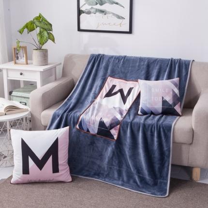 91家纺网 家纺一手货源 找家纺 宝马家纺 2022宝宝绒欧式抱枕毯 美好时光（AB版）