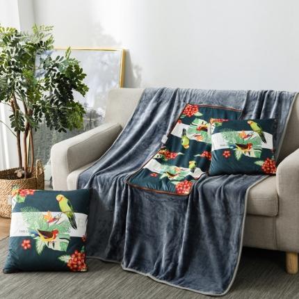 91家纺网 家纺一手货源 找家纺 宝马家纺 2022宝宝绒欧式抱枕毯 鸟语花香