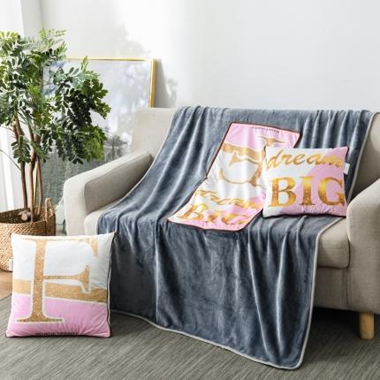 91家纺网 家纺一手货源 找家纺 宝马家纺 2022宝宝绒欧式抱枕毯 字母情缘