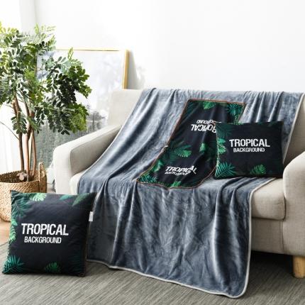 91家纺网 家纺一手货源 找家纺 宝马家纺 2022宝宝绒欧式抱枕毯 叶叶絮语-绿