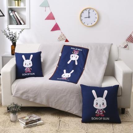 91家纺网 家纺一手货源 找家纺 宝马家纺 2022芦荟棉数码双面印花抱枕被 小兔纸