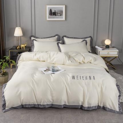 91家纺网 家纺一手货源 找家纺 （总）利欧 2025新款W拼边系列水洗真丝四件套