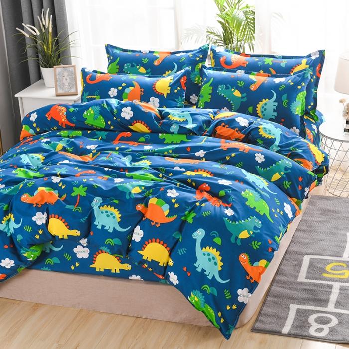 91家纺网 家纺一手货源 找家纺 赫然家纺 新款舒适柔软亲肤爆款芦荟棉四件套货源充足 恐龙岛