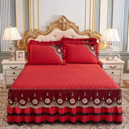 91家纺网 家纺一手货源 找家纺 （总）情恒家纺2025新款四季款细丝斜纹夹棉床裙三件套