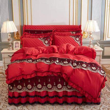 91家纺网 家纺一手货源 找家纺 （总）情恒家纺2025新款四季款细丝斜纹夹棉床裙四件套