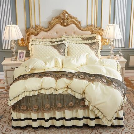 91家纺网 家纺一手货源 找家纺 （总）情恒家纺2025新款四季款细丝斜纹夹棉床裙五件套