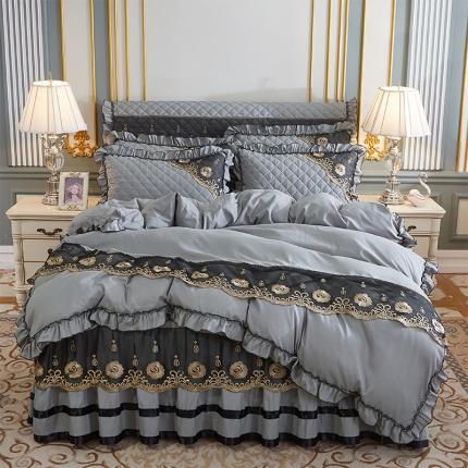 91家纺网 家纺一手货源 找家纺 （总）情恒家纺2025新款四季款细丝斜纹夹棉床裙五件套