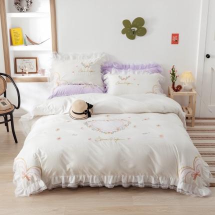 91家纺网 家纺一手货源 找家纺 （总）迪欧芙2020绣花床裙款韩版四件套全棉四件套 玛奇朵