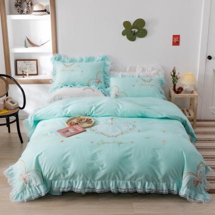 91家纺网 家纺一手货源 找家纺 （总）迪欧芙2020绣花床裙款韩版四件套全棉四件套 玛奇朵