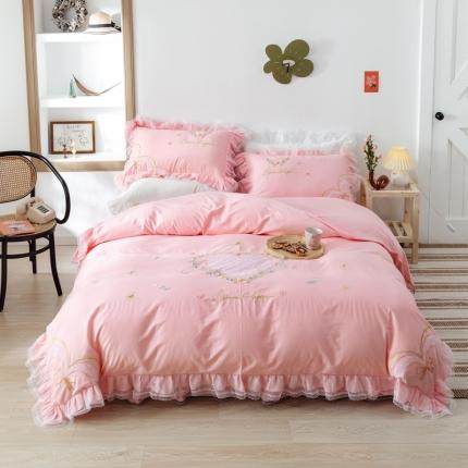 91家纺网 家纺一手货源 找家纺 （总）迪欧芙2020绣花床裙款韩版四件套全棉四件套 玛奇朵