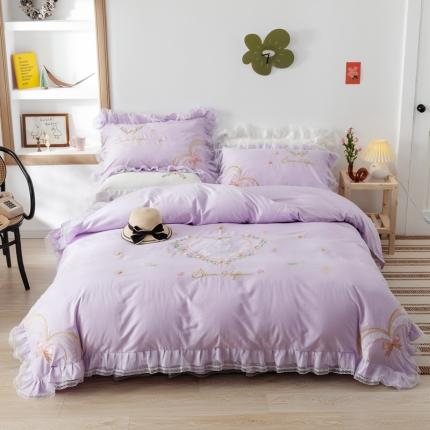 91家纺网 家纺一手货源 找家纺 （总）迪欧芙2020绣花床裙款韩版四件套全棉四件套 玛奇朵