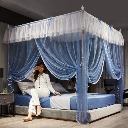91家纺网 家纺一手货源 找家纺 海虹蚊帐 2020新款8868款带防尘顶落地式蚊帐 蓝灰