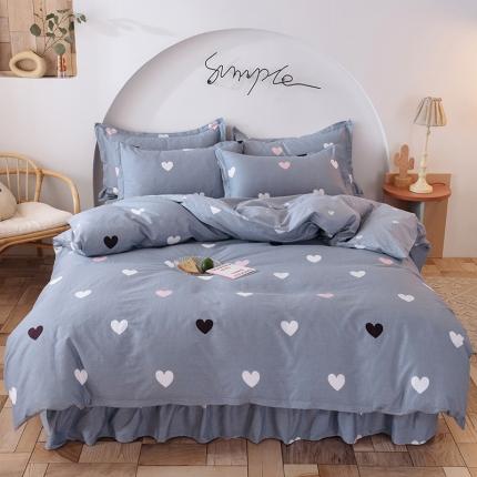 91家纺网 家纺一手货源 找家纺 八十八家纺 2025新款全棉12868床单款四件套 心爱灰