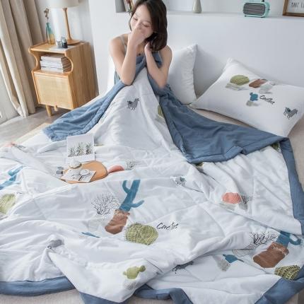 2023爆款水洗棉夏被小清新馨明被业夏凉被空调被 仙人球