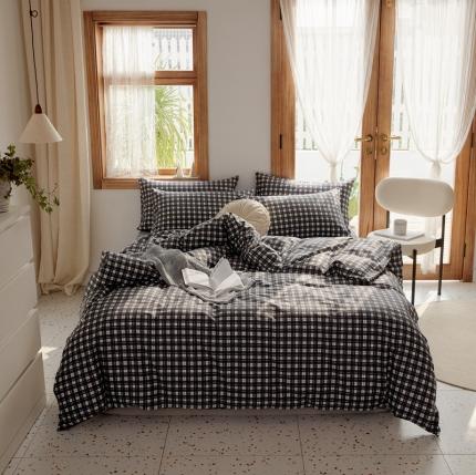 91家纺网 家纺一手货源 找家纺 仟网汇 新款格纹四件套 黑白格