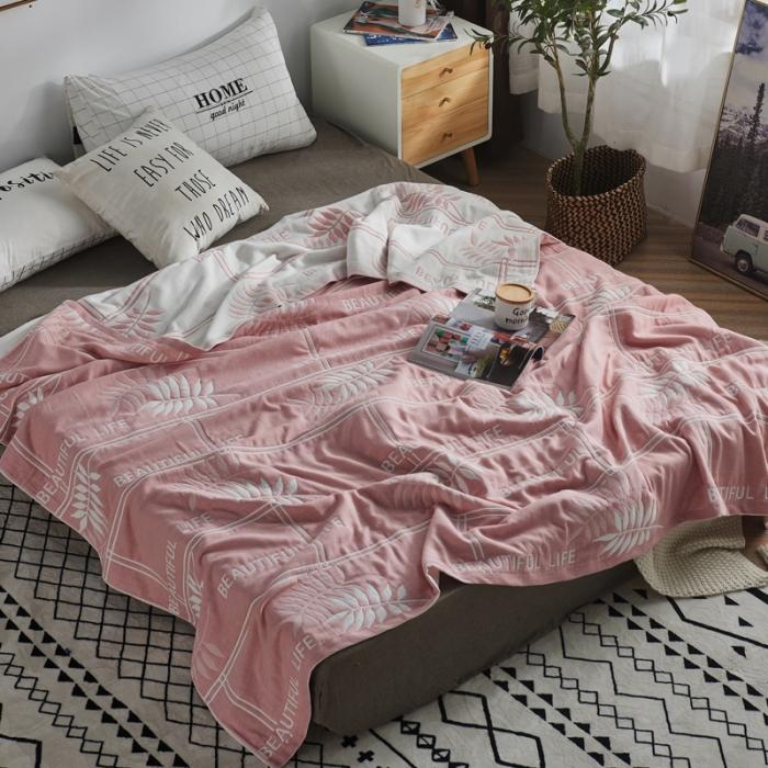 91家纺网 家纺一手货源 找家纺 朴尔 五层毛巾被薄款夏被纱布被子盖毯空调被全棉 美丽生活-粉