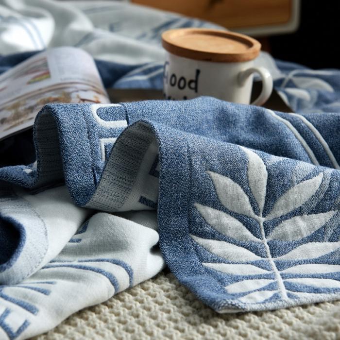 91家纺网 家纺一手货源 找家纺 朴尔 五层毛巾被薄款夏被纱布被子盖毯空调被全棉 美丽生活-蓝