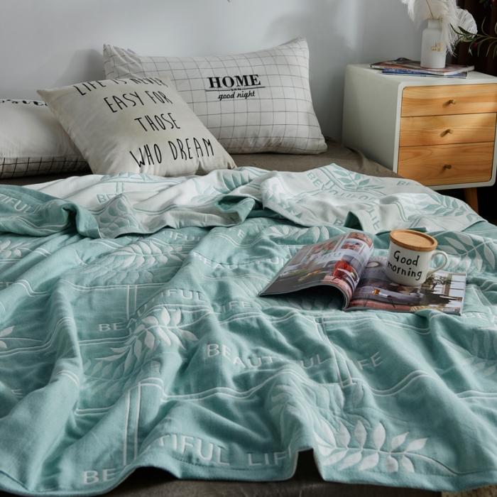 91家纺网 家纺一手货源 找家纺 朴尔 五层毛巾被薄款夏被纱布被子盖毯空调被全棉 美丽生活-绿