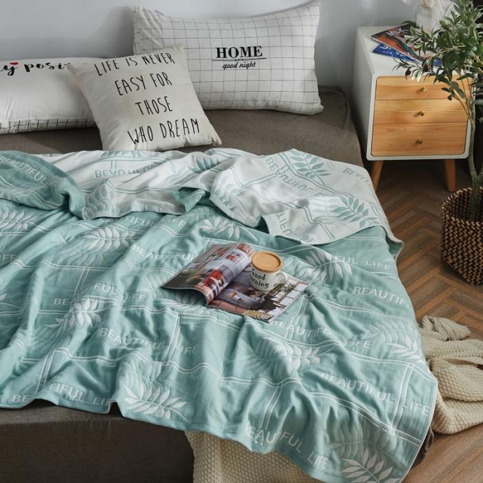 91家纺网 家纺一手货源 找家纺 朴尔 五层毛巾被薄款夏被纱布被子盖毯空调被全棉 美丽生活-绿