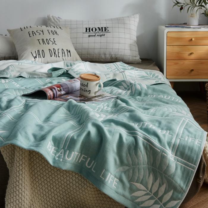 91家纺网 家纺一手货源 找家纺 朴尔 五层毛巾被薄款夏被纱布被子盖毯空调被全棉 美丽生活-绿