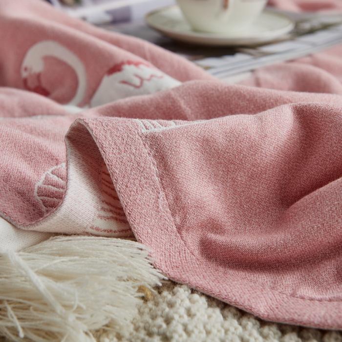 91家纺网 家纺一手货源 找家纺 朴尔 五层毛巾被薄款夏被纱布被子盖毯空调被全棉 鸟与树叶-粉