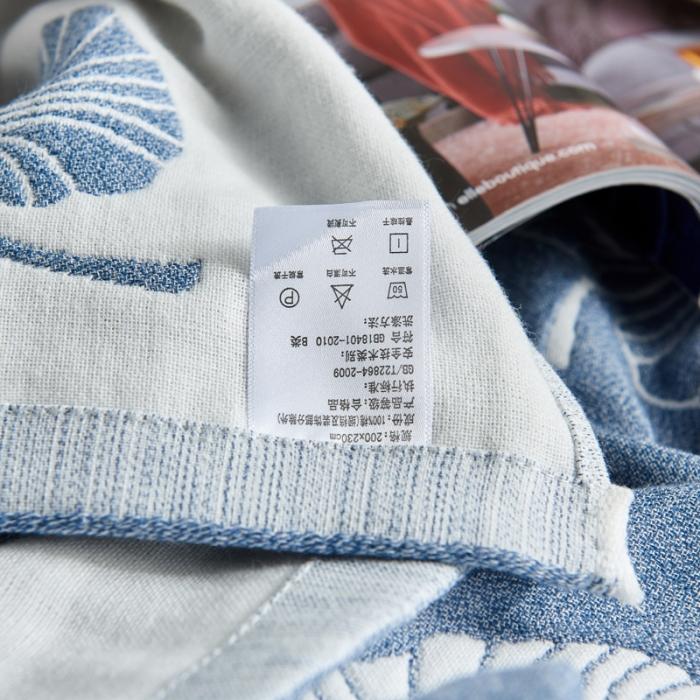 91家纺网 家纺一手货源 找家纺 朴尔 五层毛巾被薄款夏被纱布被子盖毯空调被全棉 鸟与树叶-蓝