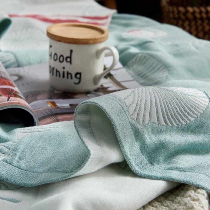 91家纺网 家纺一手货源 找家纺 朴尔 五层毛巾被薄款夏被纱布被子盖毯空调被全棉 鸟与树叶-绿