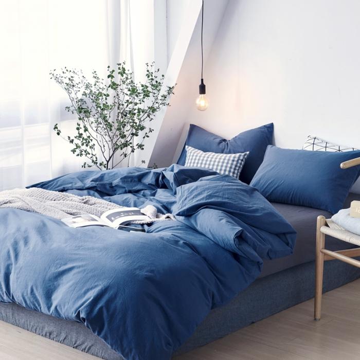 91家纺网 家纺一手货源 找家纺 新品纯色全棉水洗棉四件套纯棉学生三件套宿舍床单被套床笠款