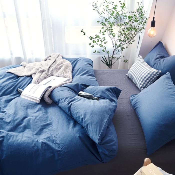 91家纺网 家纺一手货源 找家纺 新品纯色全棉水洗棉四件套纯棉学生三件套宿舍床单被套床笠款