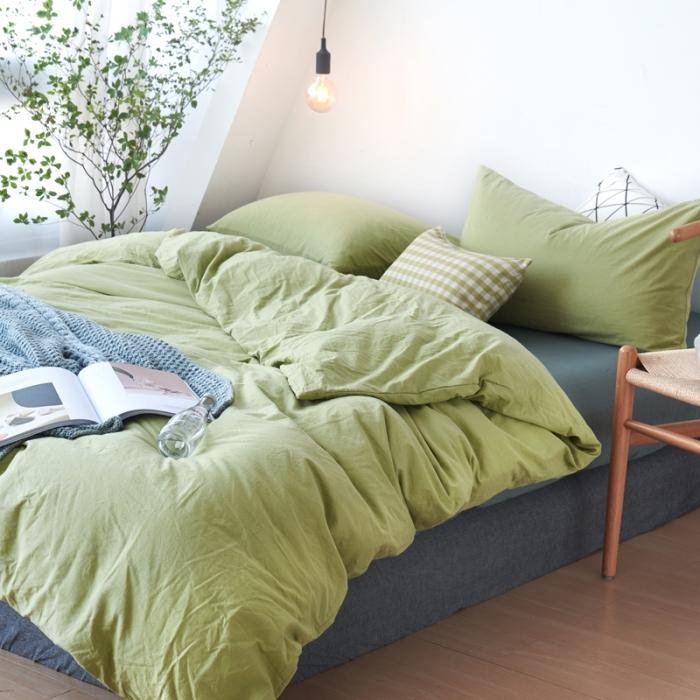 91家纺网 家纺一手货源 找家纺 新品纯色全棉水洗棉四件套纯棉学生三件套宿舍床单被套床笠款