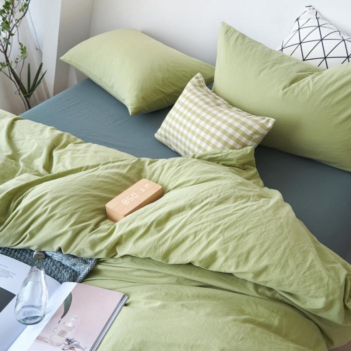 91家纺网 家纺一手货源 找家纺 新品纯色全棉水洗棉四件套纯棉学生三件套宿舍床单被套床笠款
