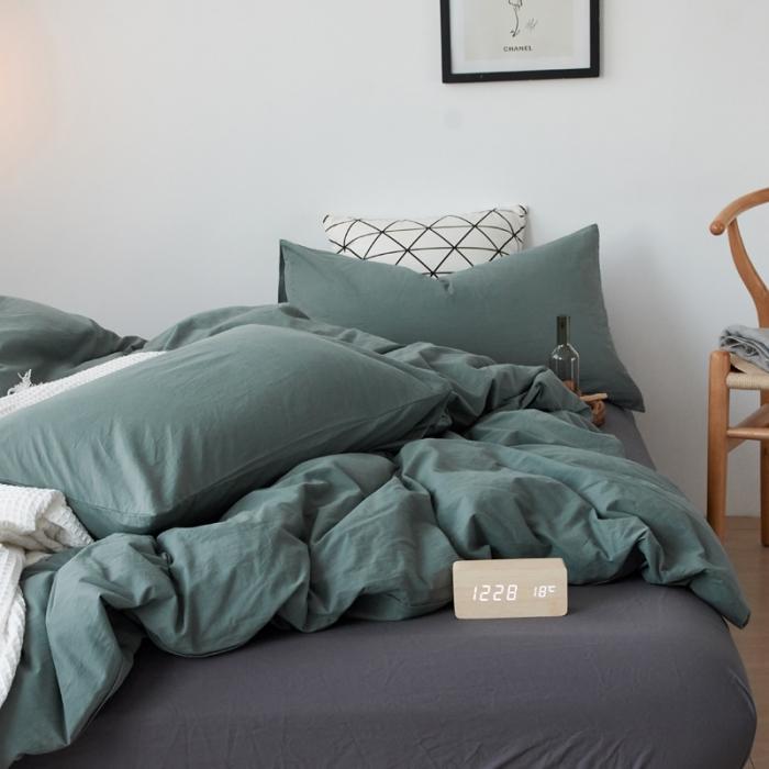 91家纺网 家纺一手货源 找家纺 新品纯色全棉水洗棉四件套纯棉学生三件套宿舍床单被套床笠款