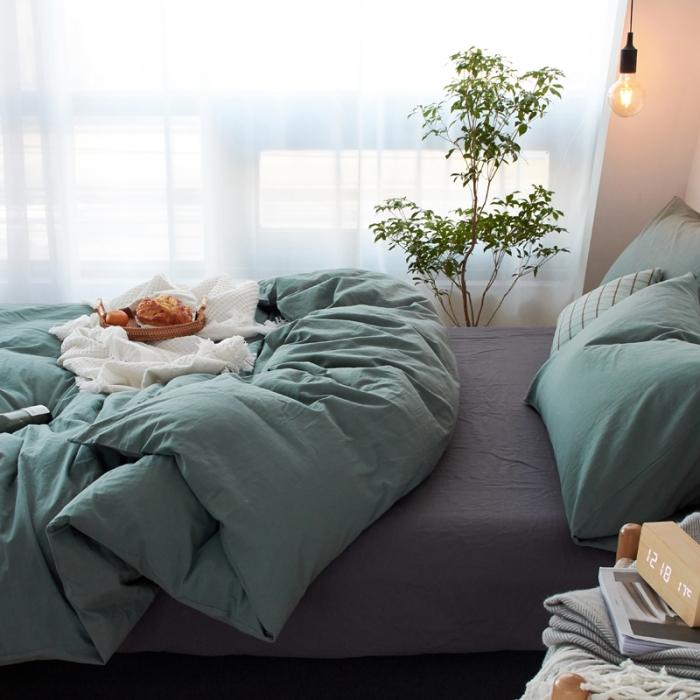 91家纺网 家纺一手货源 找家纺 新品纯色全棉水洗棉四件套纯棉学生三件套宿舍床单被套床笠款