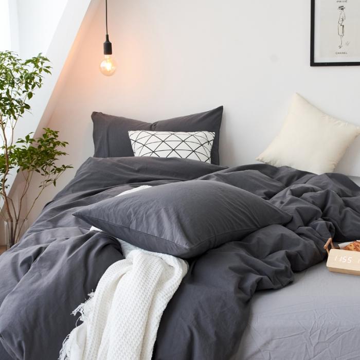 91家纺网 家纺一手货源 找家纺 新品纯色全棉水洗棉四件套纯棉学生三件套宿舍床单被套床笠款